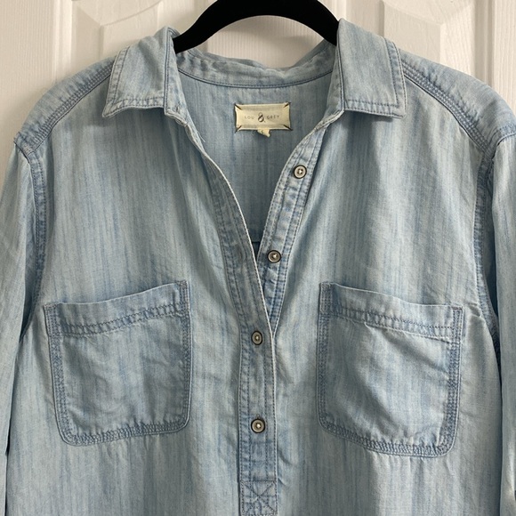 Half-button chambray blouse - Picture 2 of 9